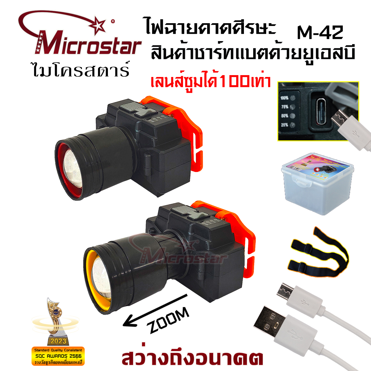 ไฟฉายคาดศีรษะ M42  ปรับซูมได้